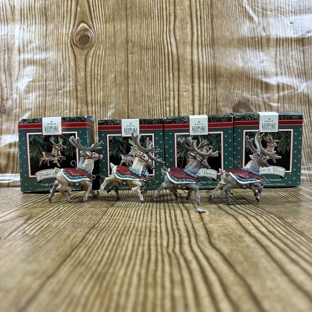 Hallmark Keepsake‎ Ornaments Santa and His Reindeer Collection 1992 Set 4/5